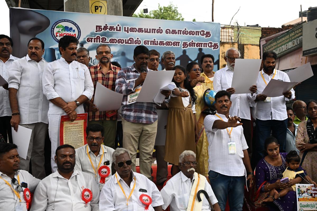 Carnatic singer T.M. Krishna at a signature campaign organised by the Federation of North Chennai Residents, demanding the scrapping of the Kodungaiyur incinerator project in May 2025