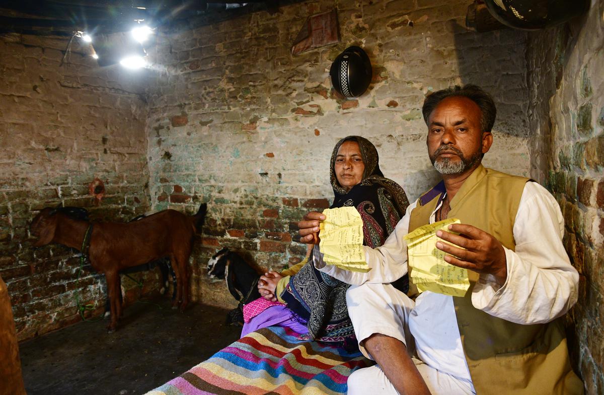Sajjad Ali, a 60-year-old resident of Gafoor Basti, sits in a small shed along with his wife and seven goats. He also owns a horse, which he uses for sand mining.