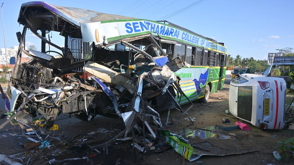 Woman passenger killed, 23 injured as speeding private bus rams against stationary truck on Rameswaram highway in Madurai