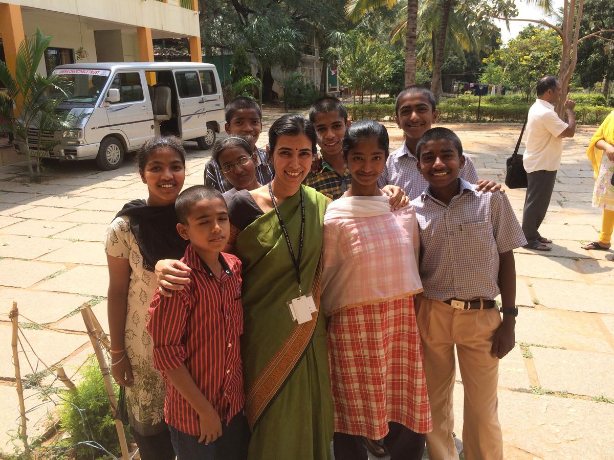 Anita Shet with children from Snehagram 