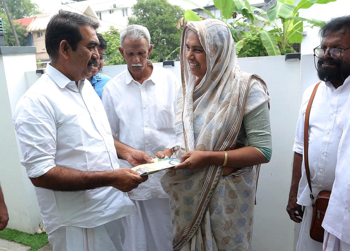 UDF candidate Abdul Latheef campaigning in the Edappally division, appealing to voters ahead of the local body elections.