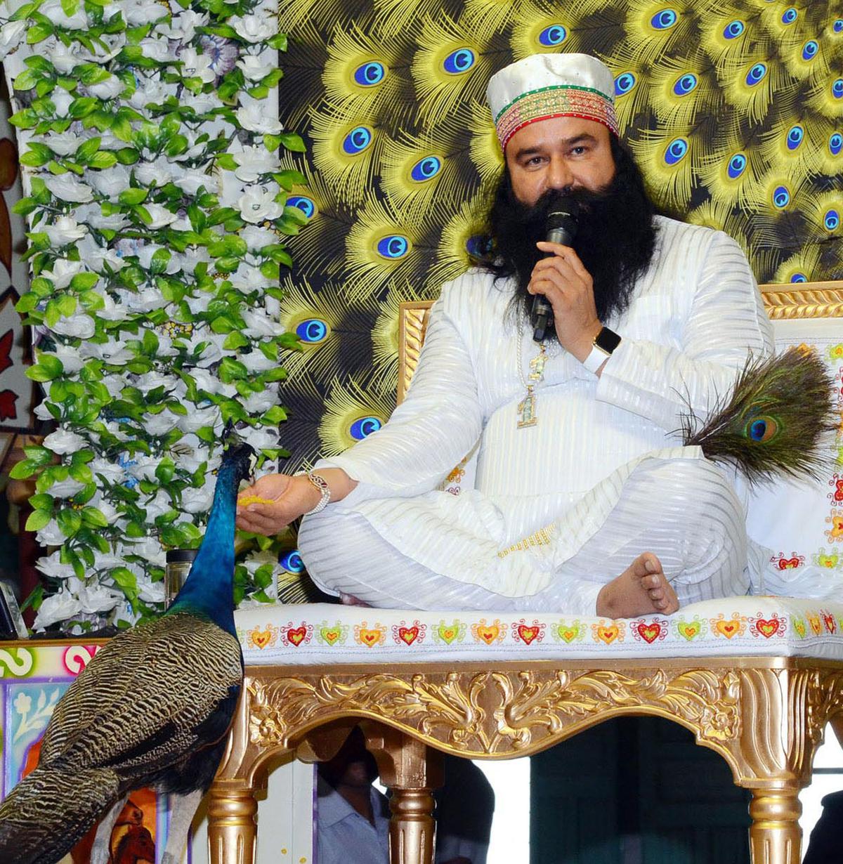 Dera Sacha Sauda chief Gurmeet Ram Rahim Singh addressing followers.