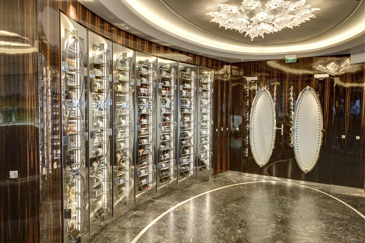A view of the wine vault at The World