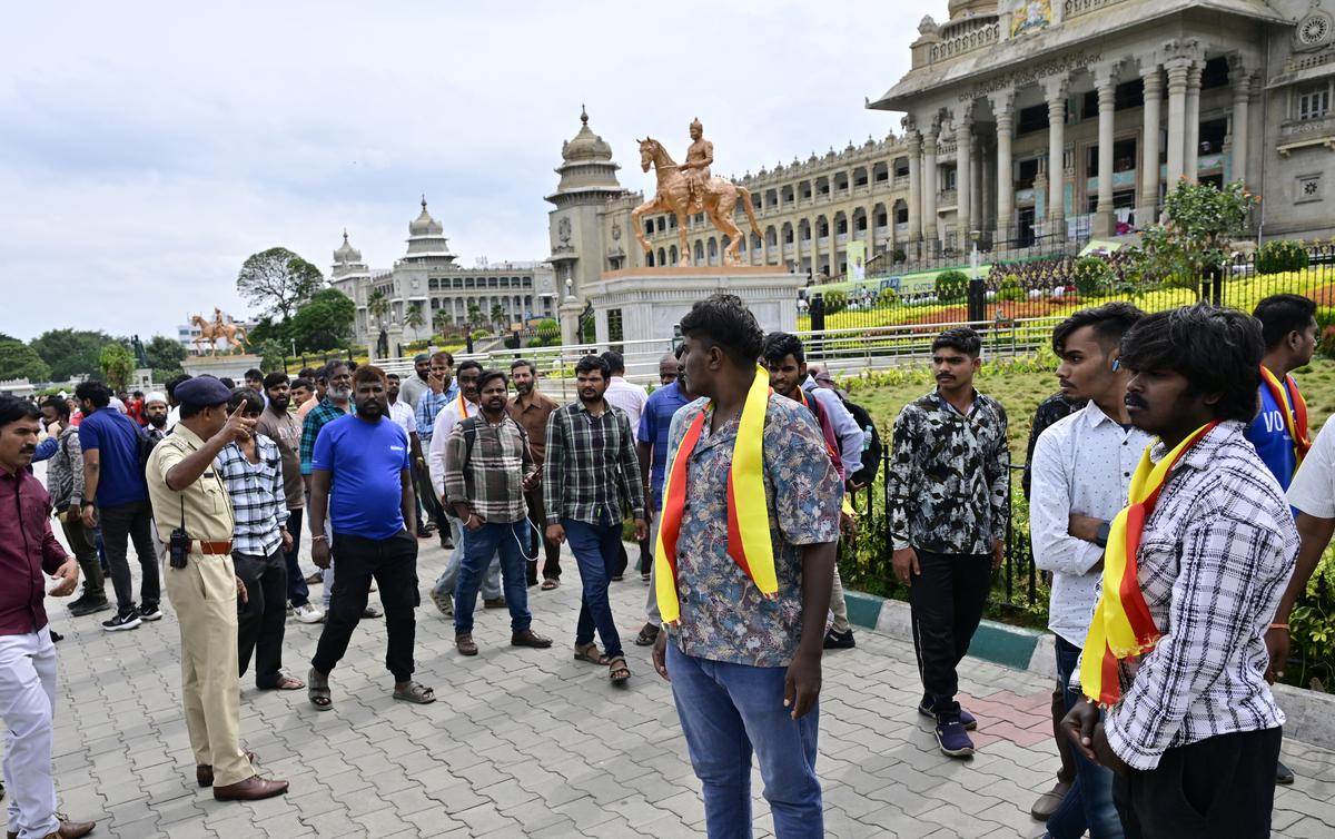 Police told the bike taxi riders to disperse saying they could not stage a protest in front of Vidhana Soudha without permission.    