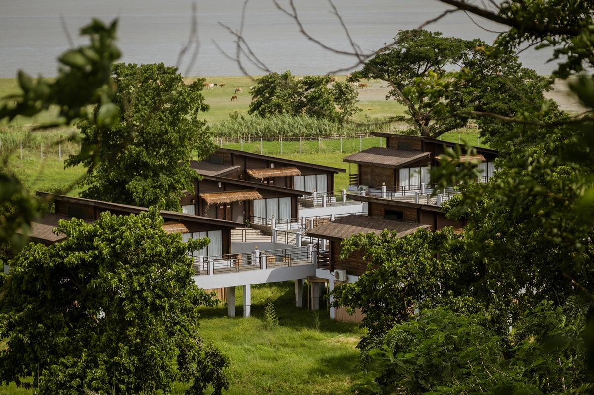 View of the cottages at Rhino & River Wildlife Retreat and Spa in Assam’s Mayong