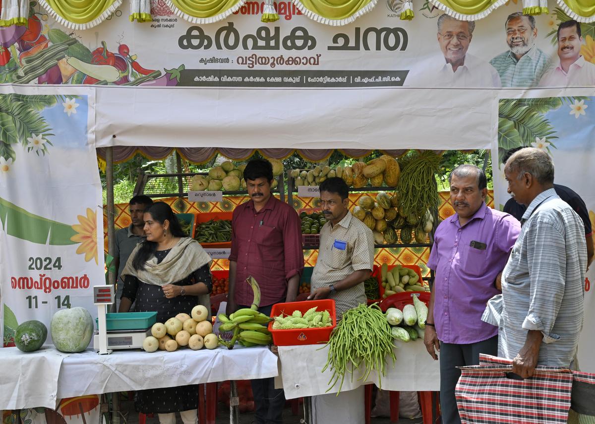 
A vegetable stall set up for an Onam  sale at Vattiyoorkavu in Thiruvananthapuram. 