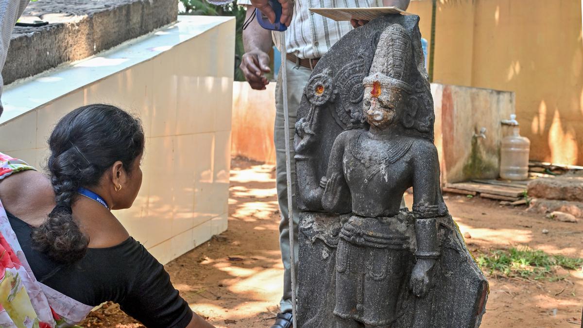 Ancient Vishnu idol washes ashore at Pedda Rushikonda Beach in Visakhapatnam