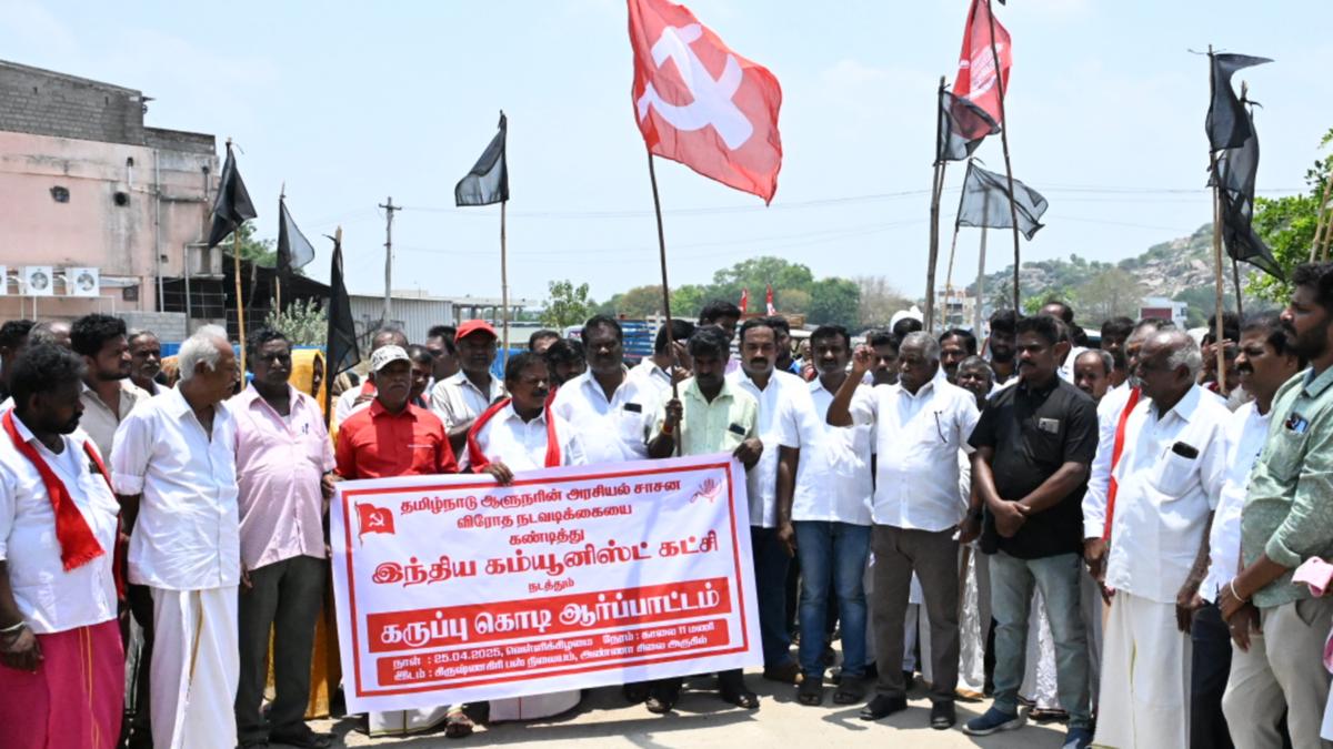 CPI(M) holds black flag protest against Tamil Nadu Governor R.N. Ravi
