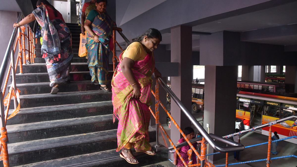 Commuters demand early completion of escalator work at two-tier bus stand in Salem