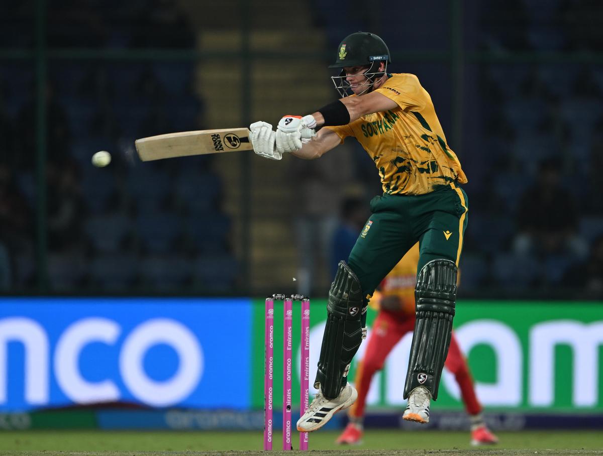 South African batsman Tristan Stubbs plays a shot during the T20 World Cup match against Zimbabwe at the Arun Jaitley cricket stadium in New Delhi on March 01, 2026. South African batsman Tristan Stubbs plays a shot during the T20 World Cup match against Zimbabwe at the Arun Jaitley cricket stadium in New Delhi on March 01, 2026.