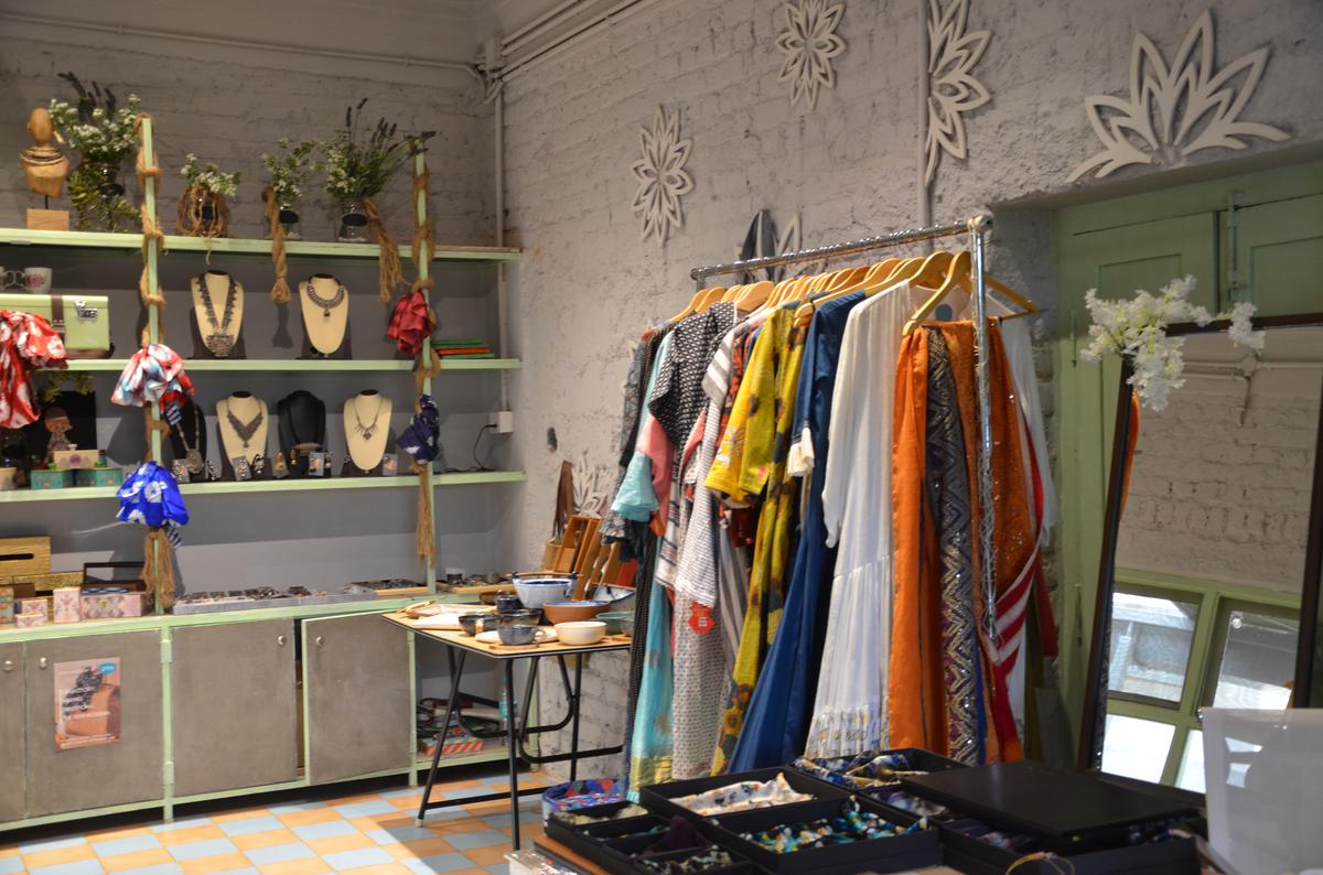 A pop-up thrift fashion store at a restaurant in Bengaluru