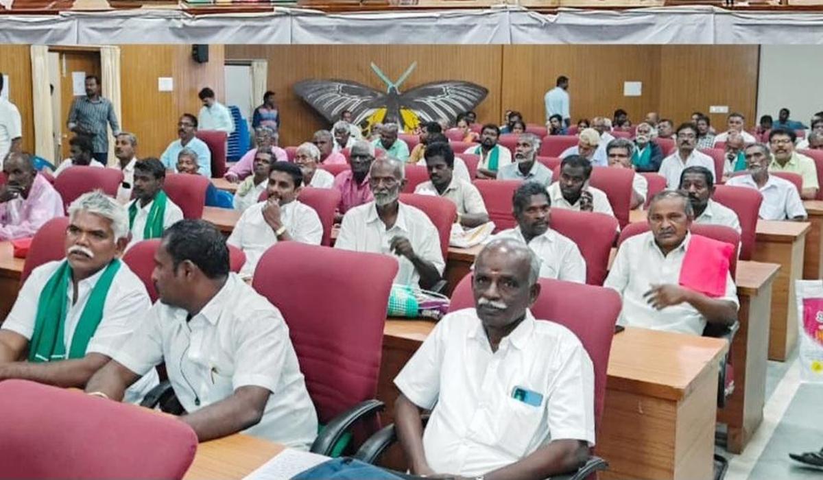 Farmers attending the grievance redress meeting in Tirunelveli Collectorate on Friday. 