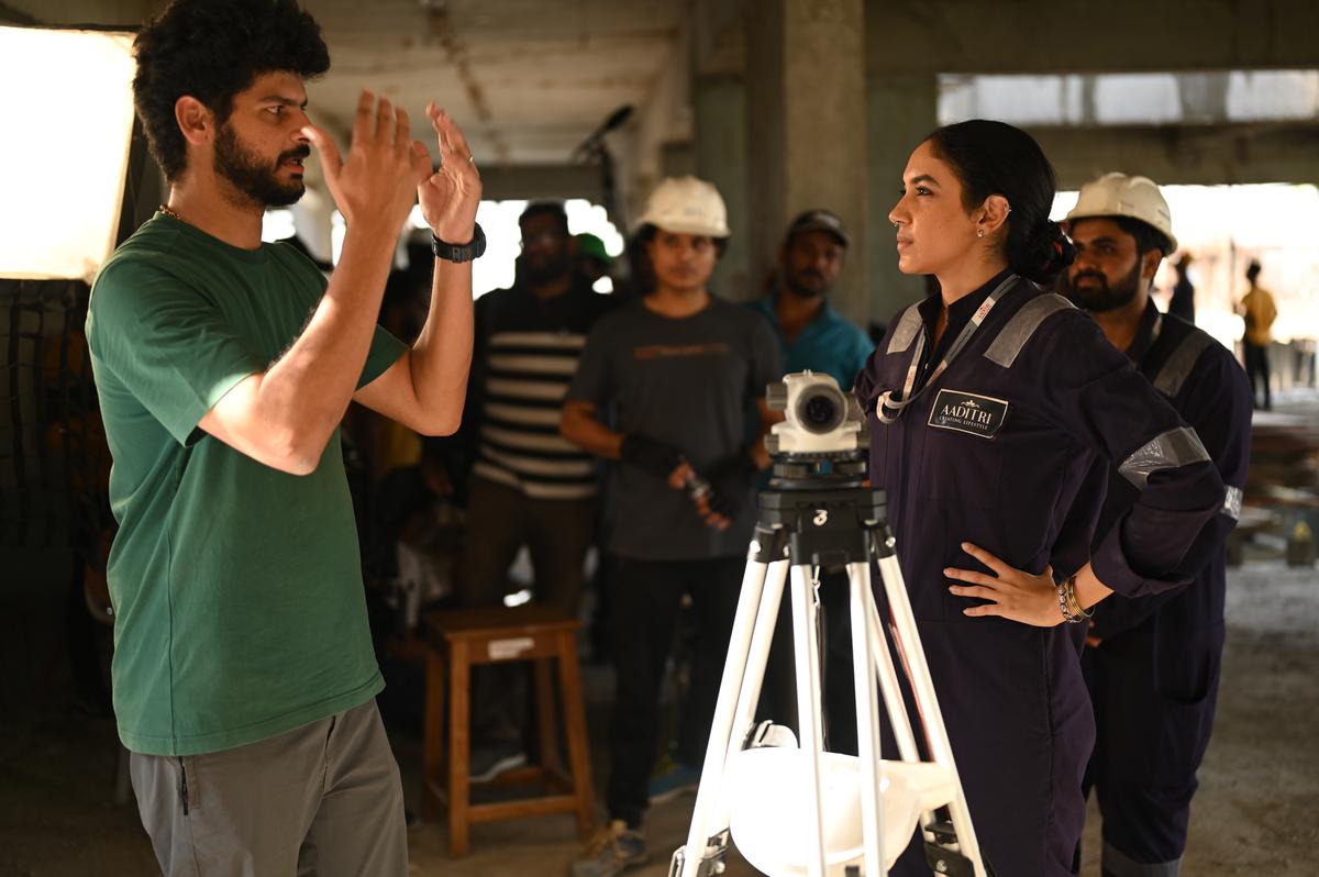 Director Hasith Goli and Ritu Varma on the sets of ‘Swag’