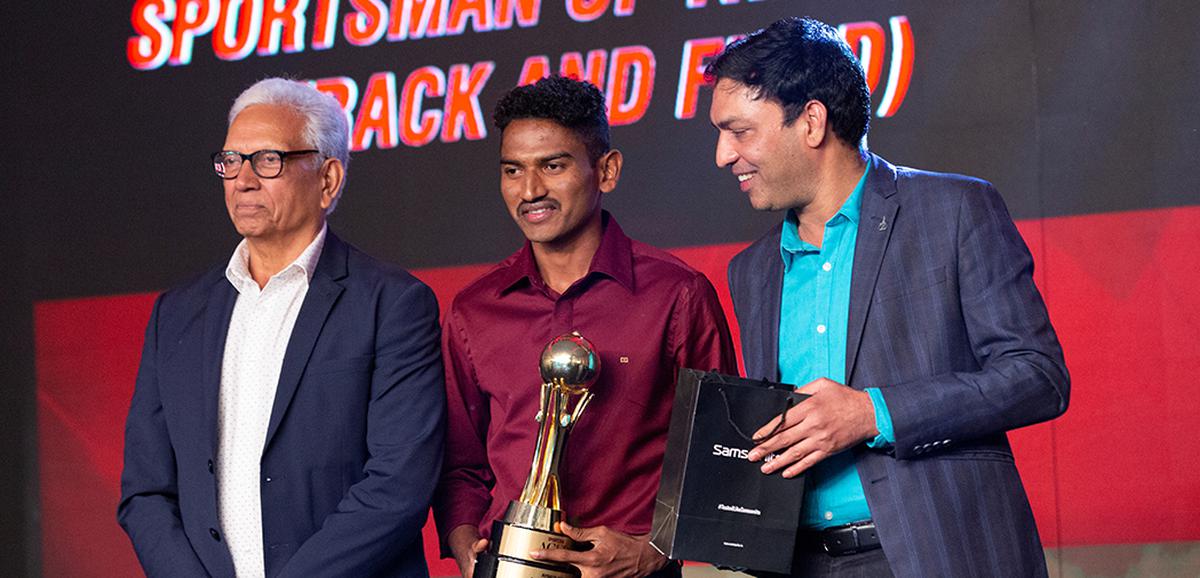 Avinash Sable with his awards. Avinash Sable with his awards.