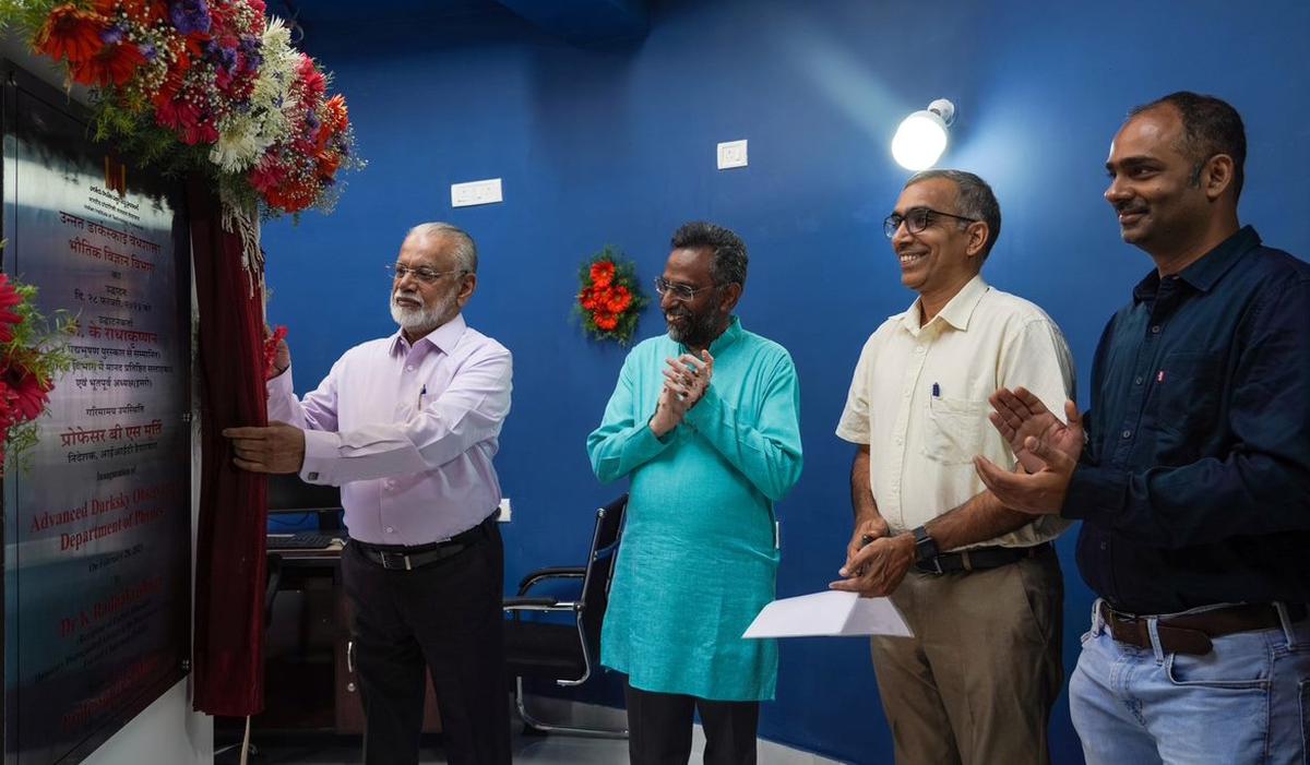 Space scientist and former chairman of ISRO K.  Radhakrishnan inaugurating the Advanced DarkSky Observatory at IIT-Hyderabad on Tuesday. 
