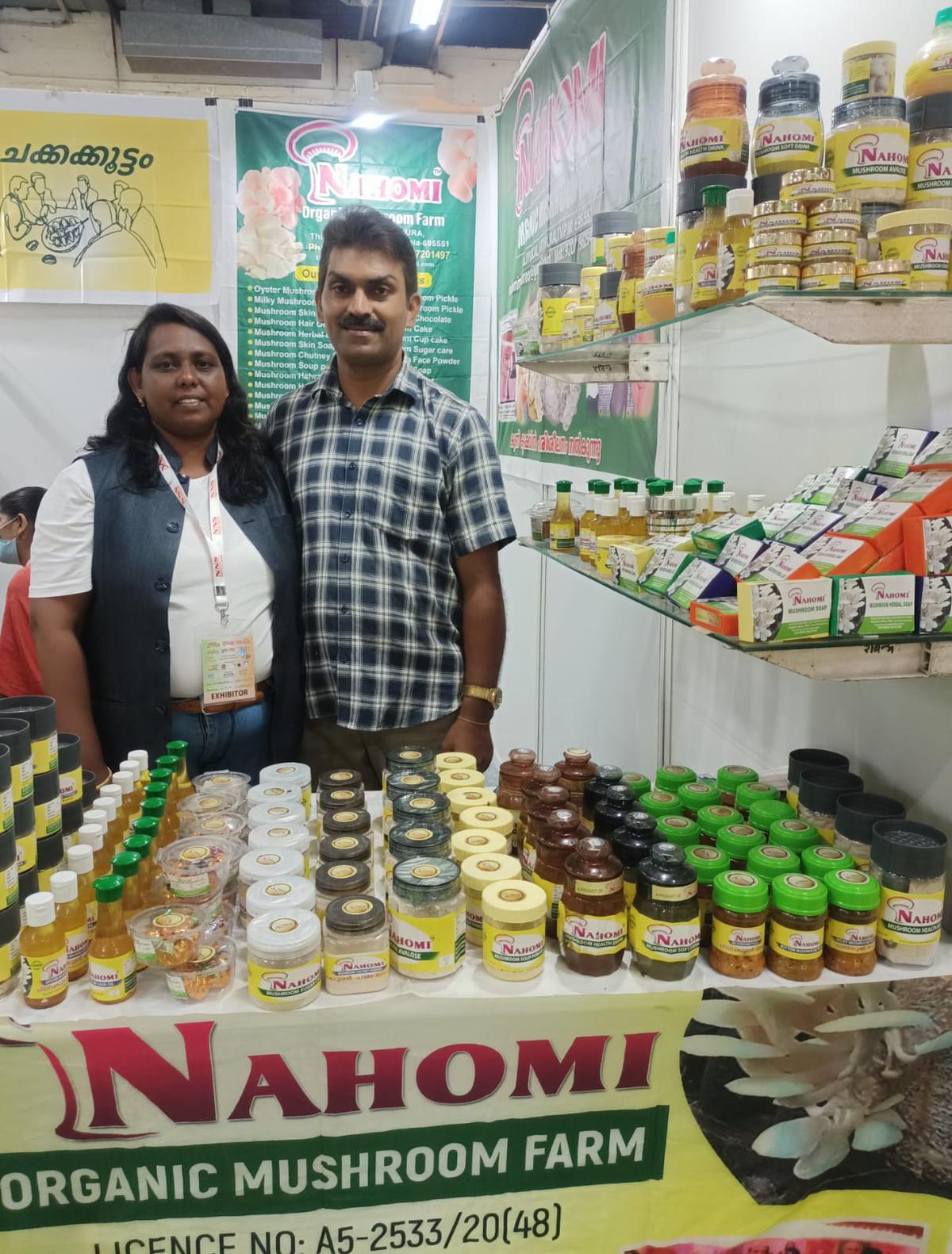 Mathew TV and Minimol Mathew who run Nahomi Organic Mushroom Farm at Vithura in Thiruvananthapuram Mathew TV and Minimol Mathew who run Nahomi Organic Mushroom Farm at Vithura in Thiruvananthapuram