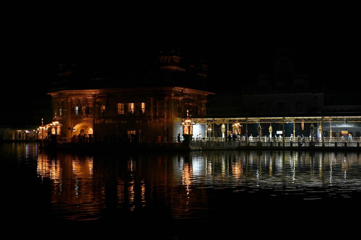A general view of the Golden Temple during a blackout amid a surge in border tensions, in Amritsar on May 9, 2025. A general view of the Golden Temple during a blackout amid a surge in border tensions, in Amritsar on May 9, 2025.