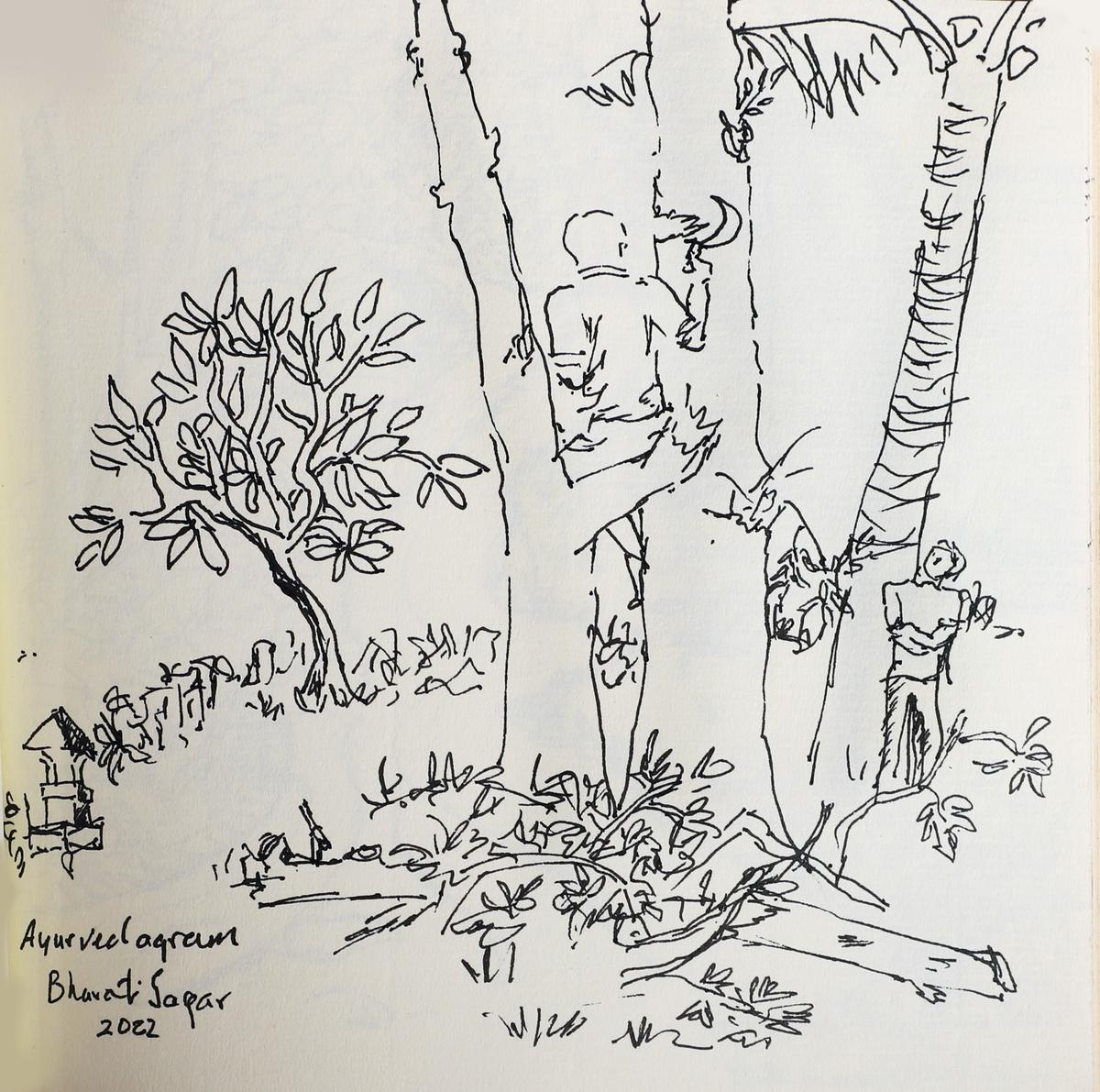 A sketch by artist Bharti Sagar 