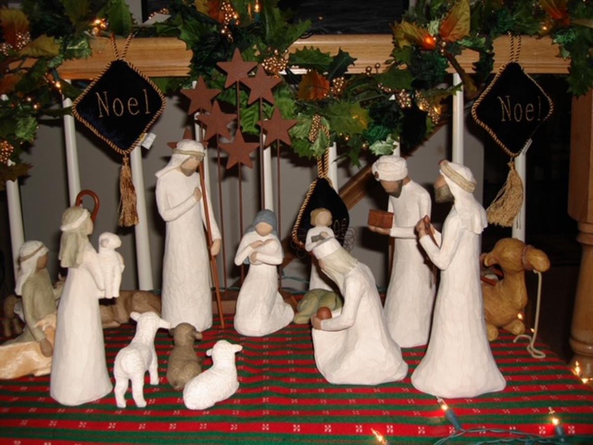 Vasantha Ross’ Nativity set in willow wood. She has been adding to her collection  after her son gifted her an angel of remembrance 