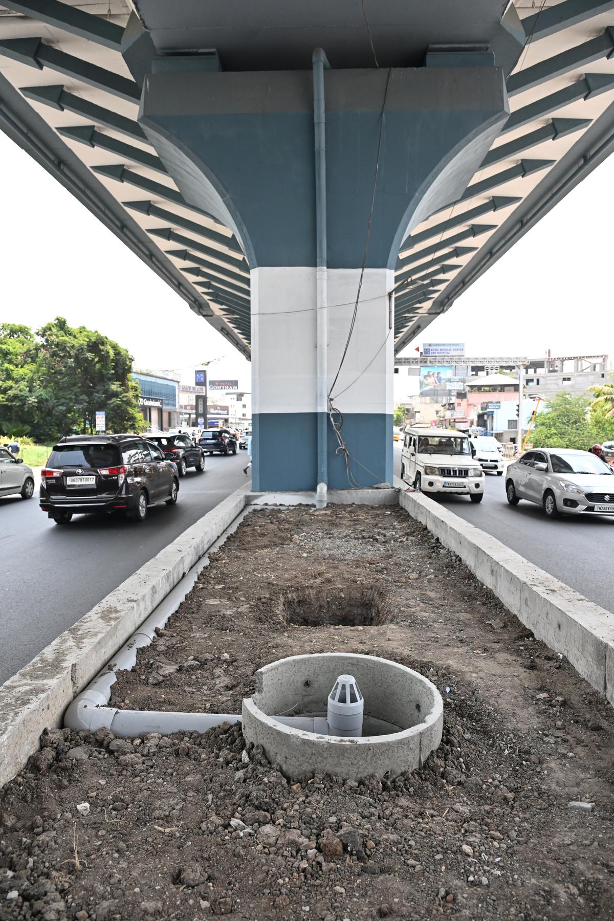The Highways Department has proposed to install such Rain Water Harvesting structures at over 200 places beneath the 10 km long JM Bakery - Airport flyover in Coimbatore. The Highways Department has proposed to install such Rain Water Harvesting structures at over 200 places beneath the 10 km long JM Bakery - Airport flyover in Coimbatore.