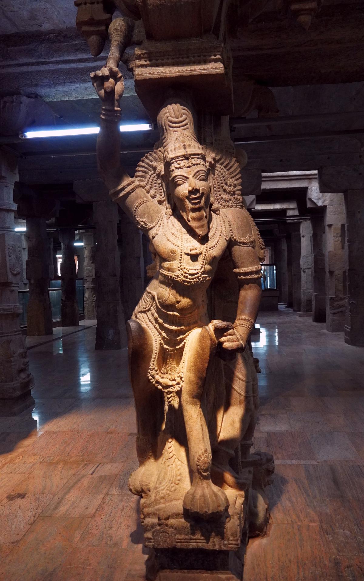 Vyaghrapada statue at the Meenakshi Sundareswarar temple, Madurai.