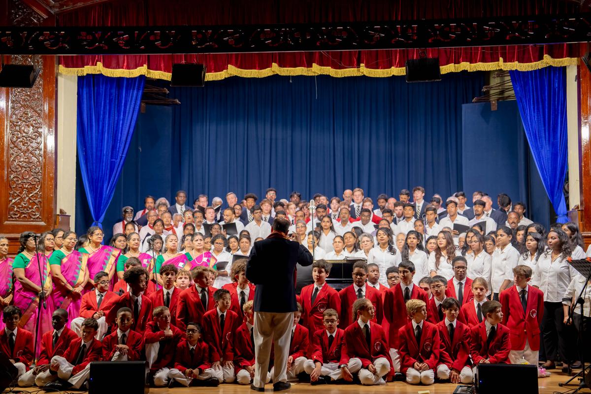 The three choirs celebrated the beauty of Indian and Western music traditions