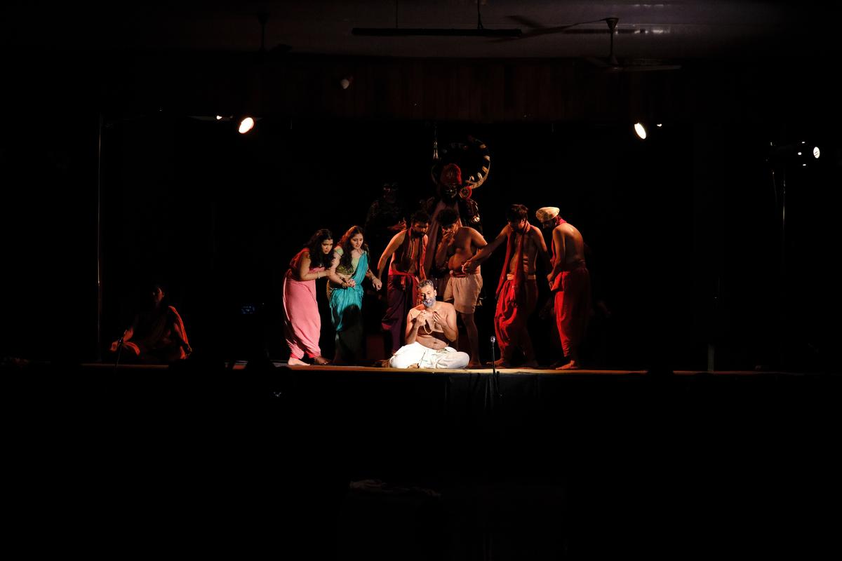 The moment where the ascetic’s body is seized by the courtesan’s soul, turning him into a vessel of chaos and desire