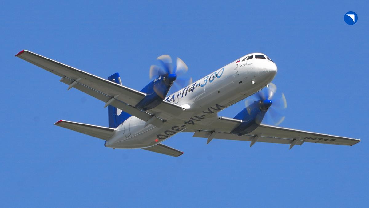 L'aereo turboelica Ilyushin IL-114-300 di fabbricazione russa sarà esposto anche al Wings India 2026 a Hyderabad con i suoi interni passeggeri installati