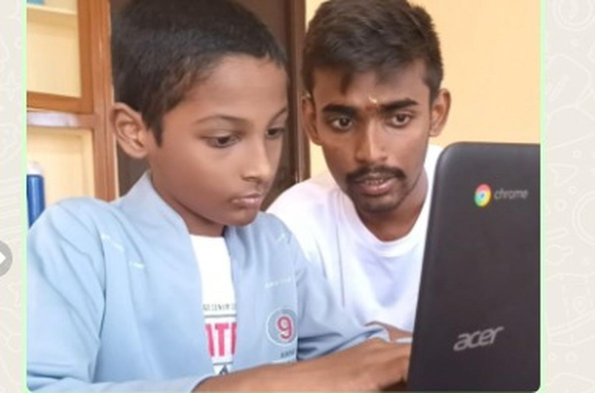 Rajesh Dadi undergoing training in Junior Python course at Bhavitha Centre in Vijayawada.
