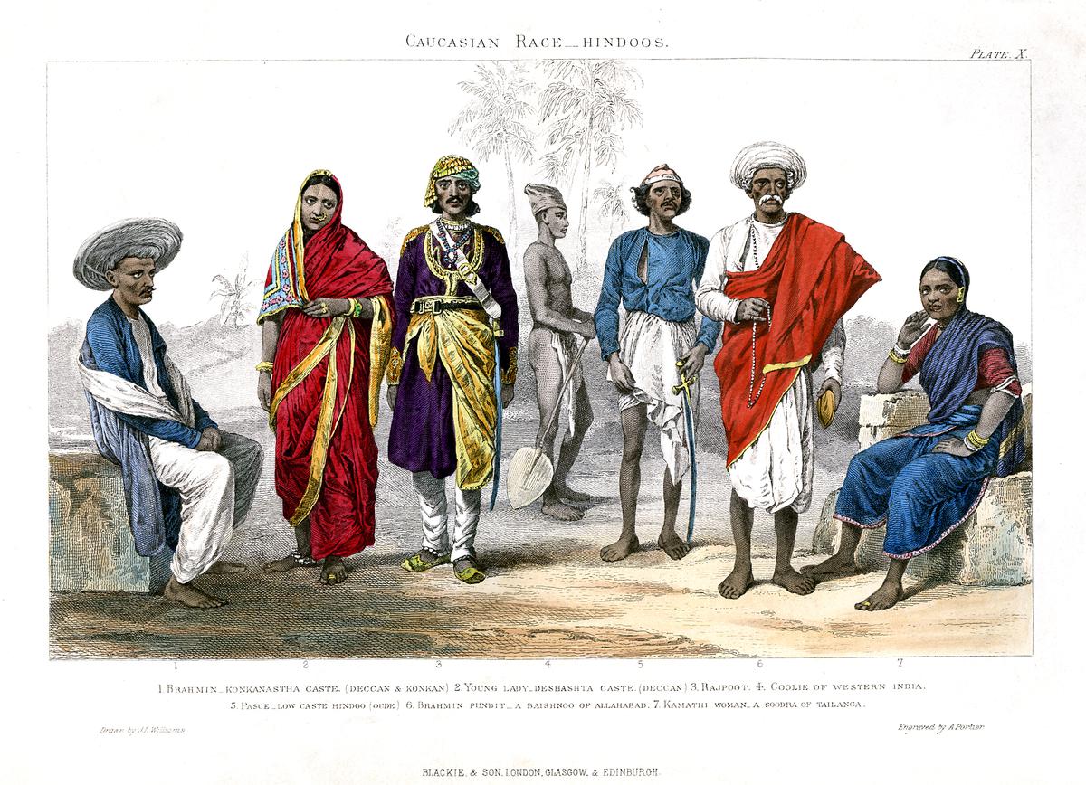 Illustration titled 'Caucasian Race, Hindu', 1800-1900. 