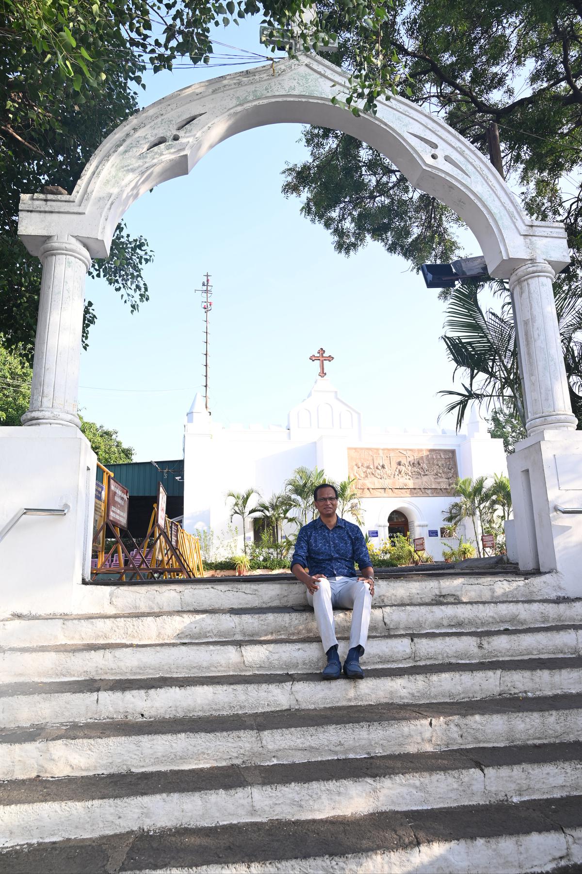 Richard O’Connor on the steps leading to St Thomas Mount shrine 