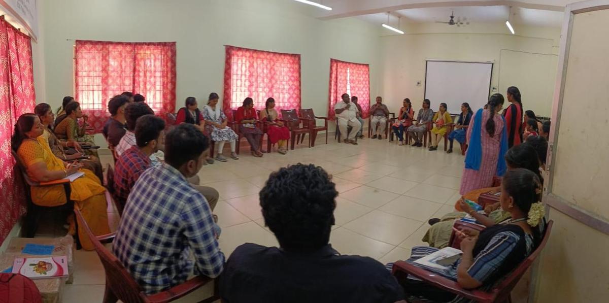 Students attending a special lecture on Anna University Regional Campus in Tirunelveli.