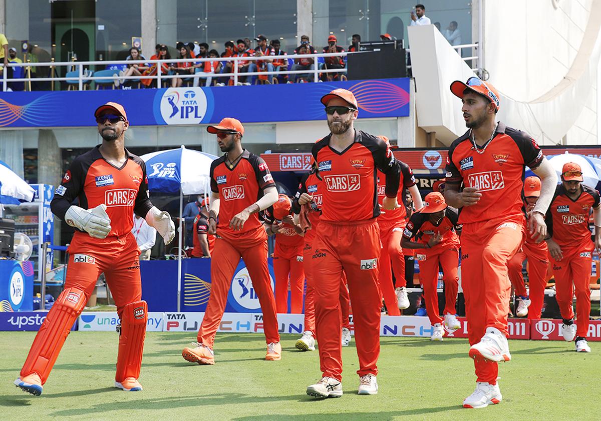 Kane Williamson, captain of the Sunrisers Hyderabad, with teammates during an IPL match. File