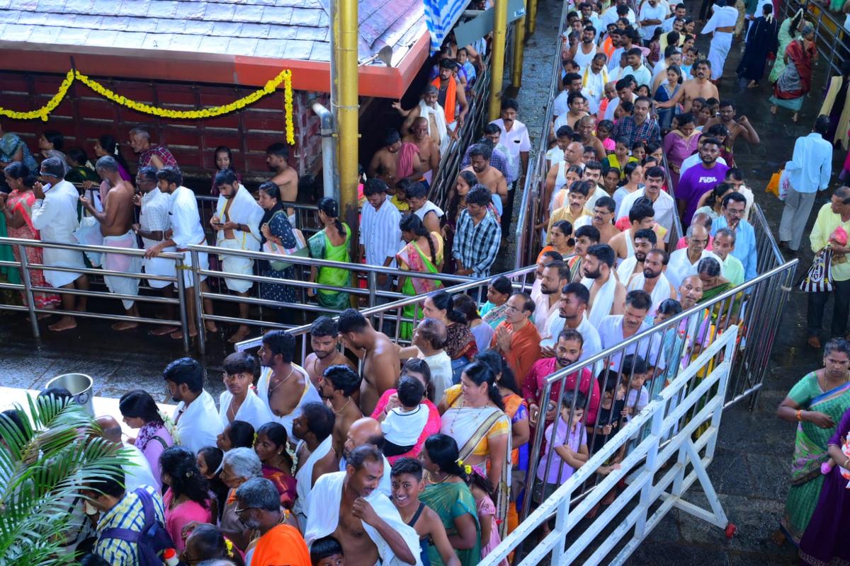 A large number of devotees visiting Kukke Subrahmanya temple on the occasion of Nagara Panchami celebrations in Dakshina Kannada on Tuesday. A large number of devotees visiting Kukke Subrahmanya temple on the occasion of Nagara Panchami celebrations in Dakshina Kannada on Tuesday.