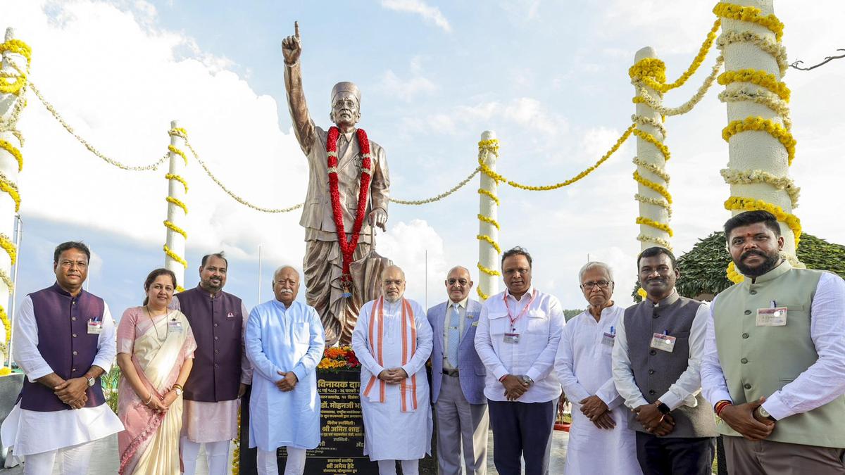 RSS chief Bhagwat, Home Minister Amit Shah unveil statue of V.D. Savarkar in Andaman & Nicobar Islands