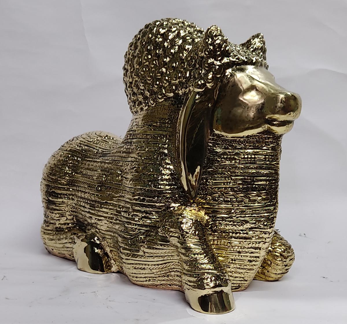 Nandi sculpture in brass and bronze by Ratan Saha