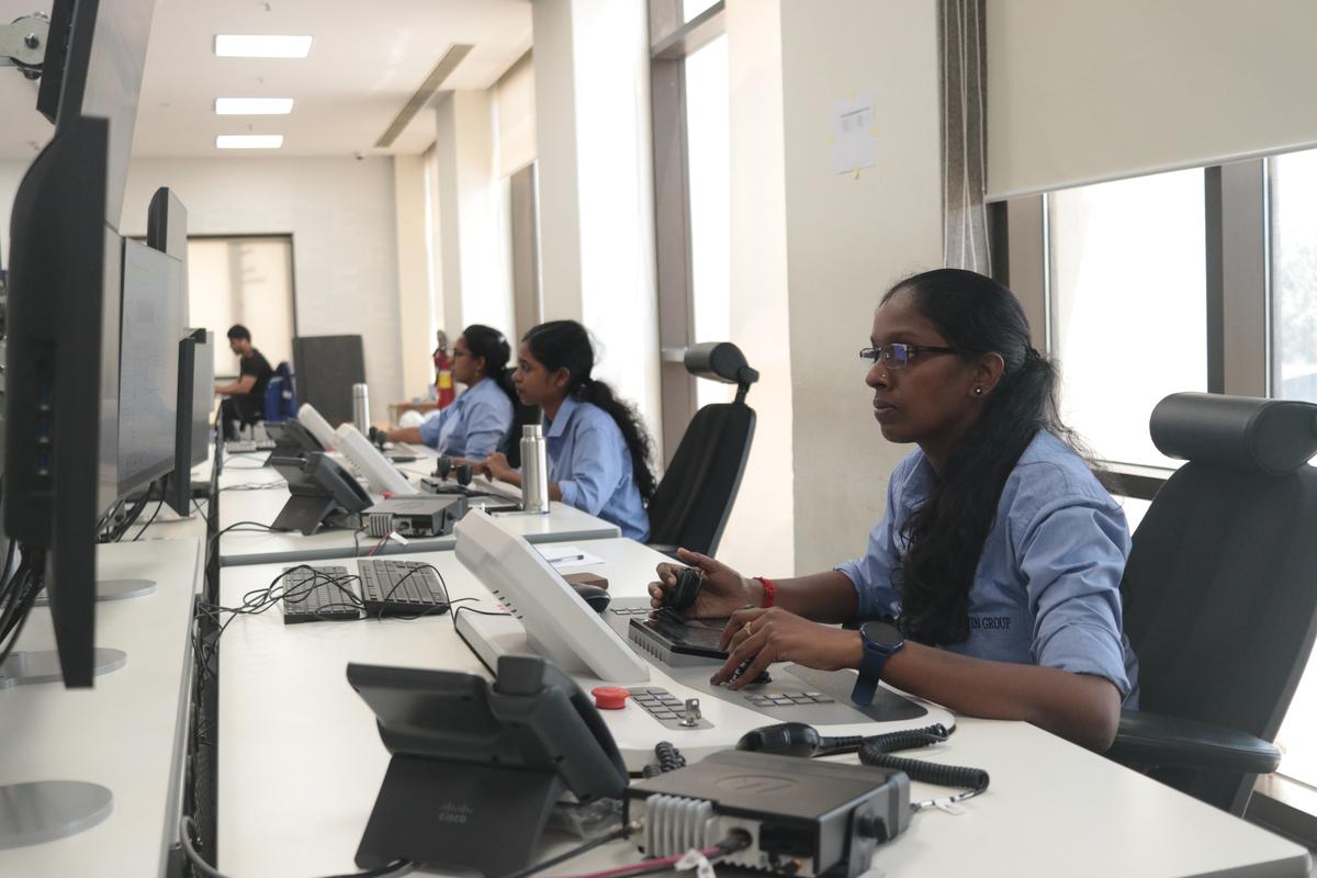 Women who operate automated CRMG cranes at Vizhinjam international port in Thiruvananthapuram