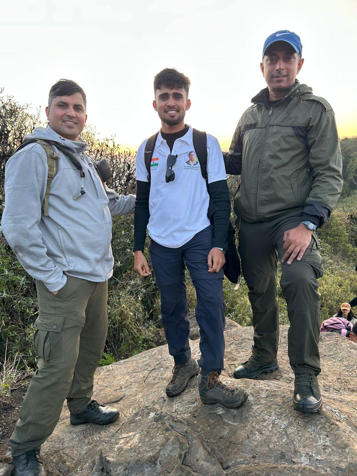 Bhukya Yashwanth with Col Sandeep Sharma and Lt. Col. Siddharth during their expedition to the Mt Eso. Bhukya Yashwanth with Col Sandeep Sharma and Lt. Col. Siddharth during their expedition to the Mt Eso.