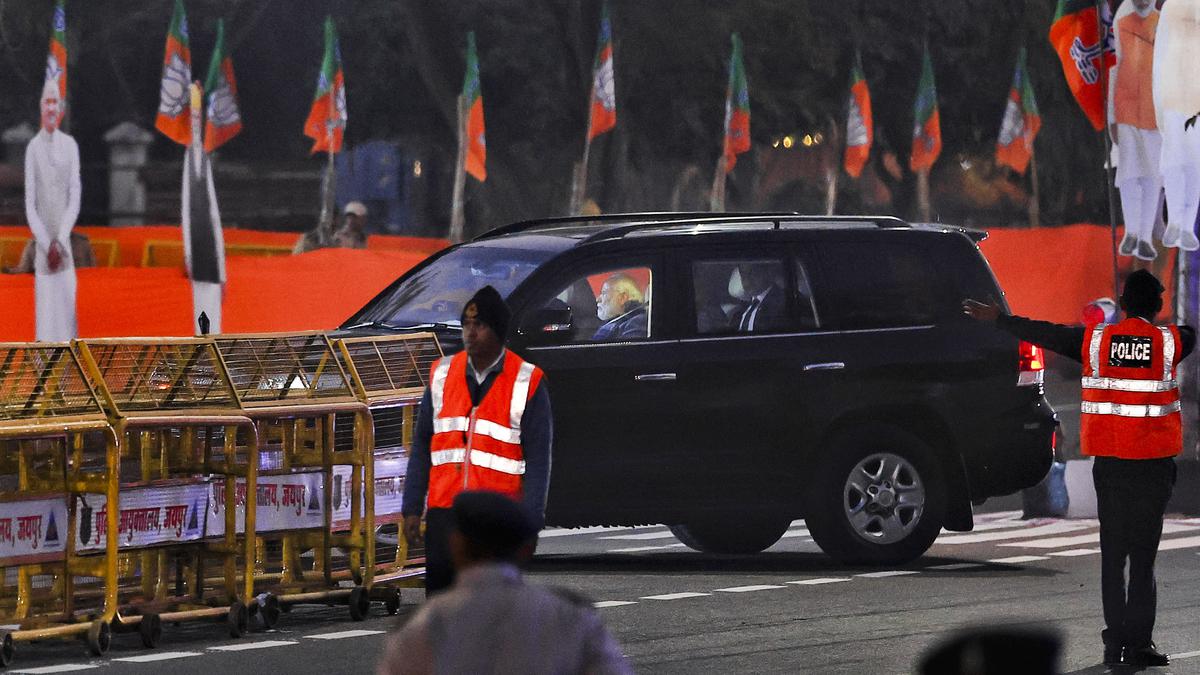 PM Modi arrives at BJP office in Jaipur to meet office-bearers, newly elected MLAs