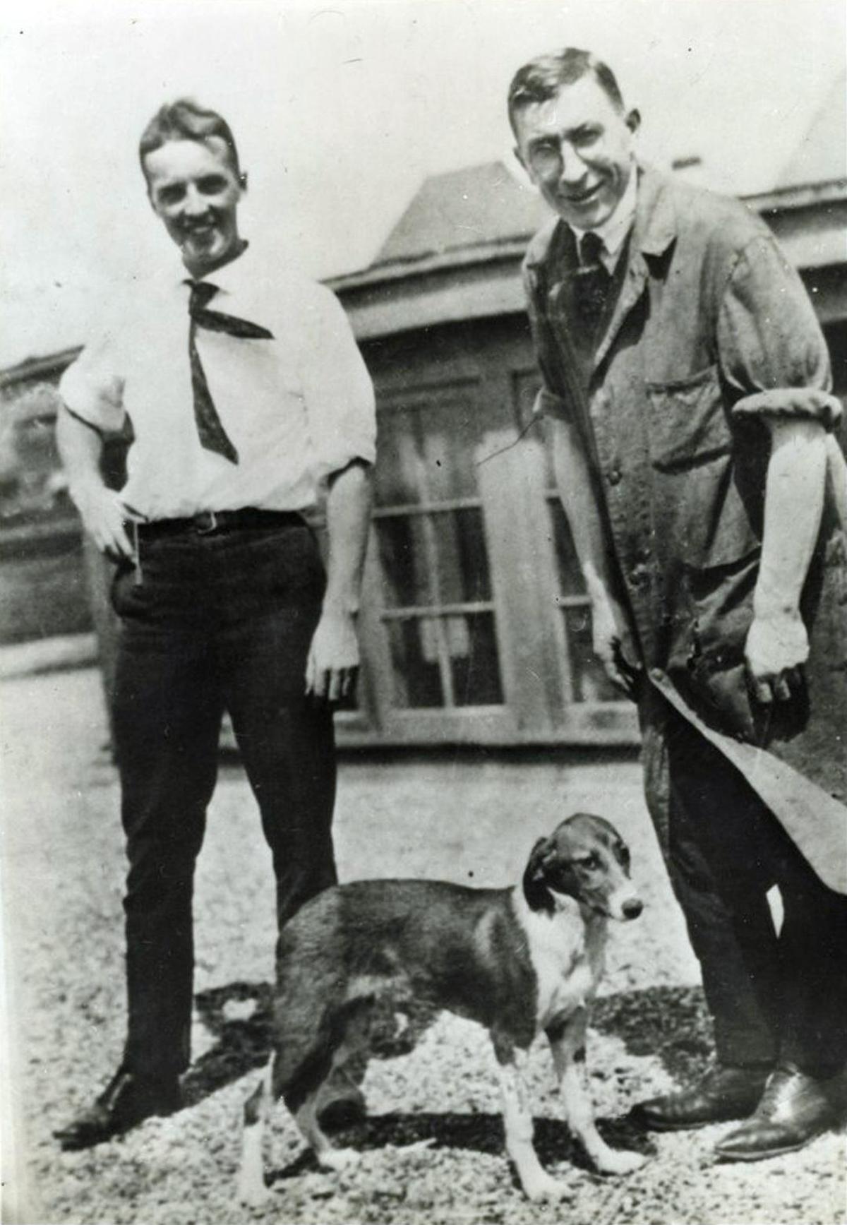 Dogs had a role to play in the efforts led by Banting (right) and Best. 