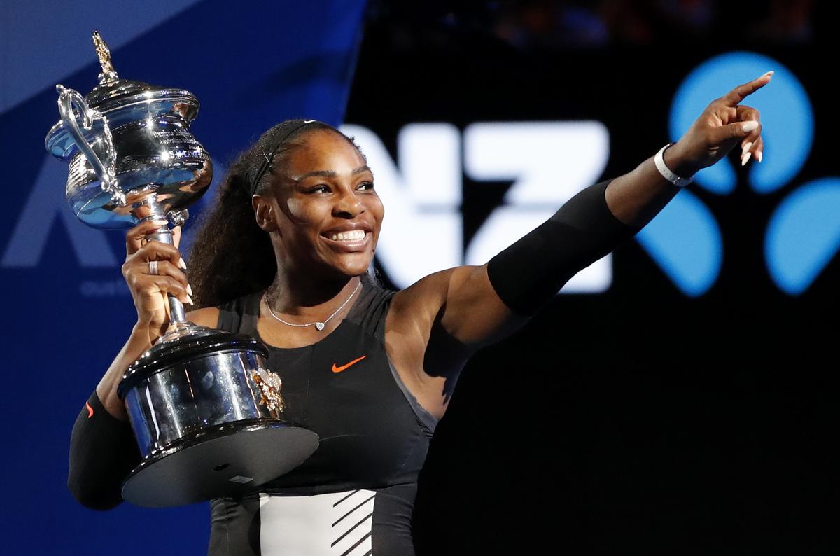 Serena Williams after defeating her sister, Venus, at the 2017 Australian Open.