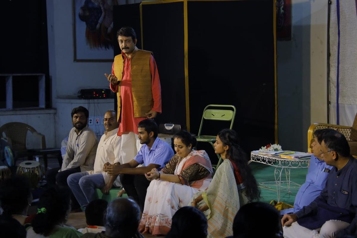 Marathi playwright Vijay Tendulkars Kanyadaan was staged in Shivamogga in October 2023. The audience engaged in an interaction with the production team after the play was staged.