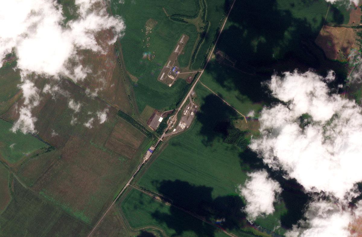 A satellite image shows the Sudzha border crossing in Oleshnya, Kursk Region August 1, 2024 in this handout obtained August 8, 2024 by Reuters. 