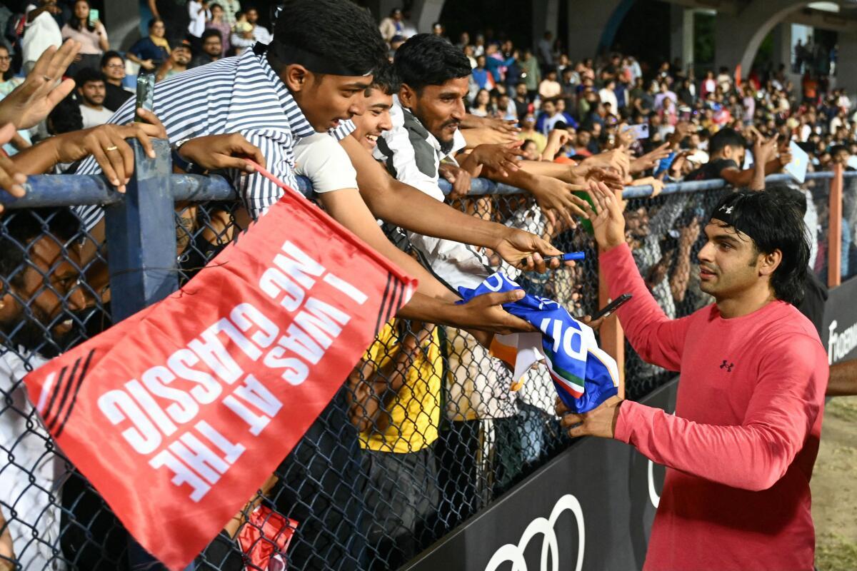 Outpouring of love: The fans’ reception at Bengaluru made Neeraj emotional. ‘I felt so good that athletics is getting so much support,’ he said. ‘This is exactly what we wanted.’ Outpouring of love: The fans’ reception at Bengaluru made Neeraj emotional. ‘I felt so good that athletics is getting so much support,’ he said. ‘This is exactly what we wanted.’