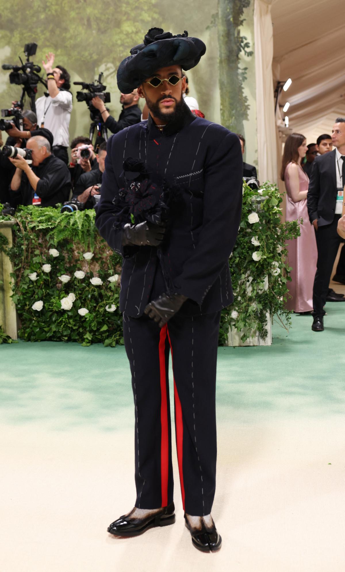 Bad Bunny posing at the Met Gala