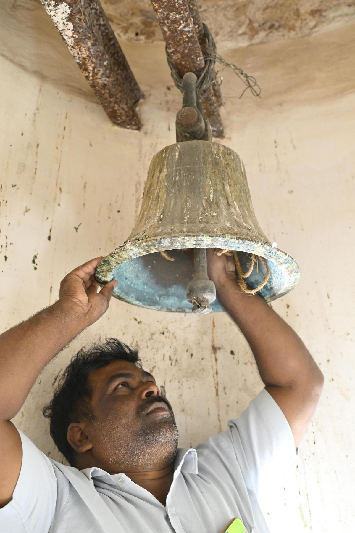 Restoration work under way at the 144-year-old Garrison Wesley Church at Trimulgherry in Secunderabad.