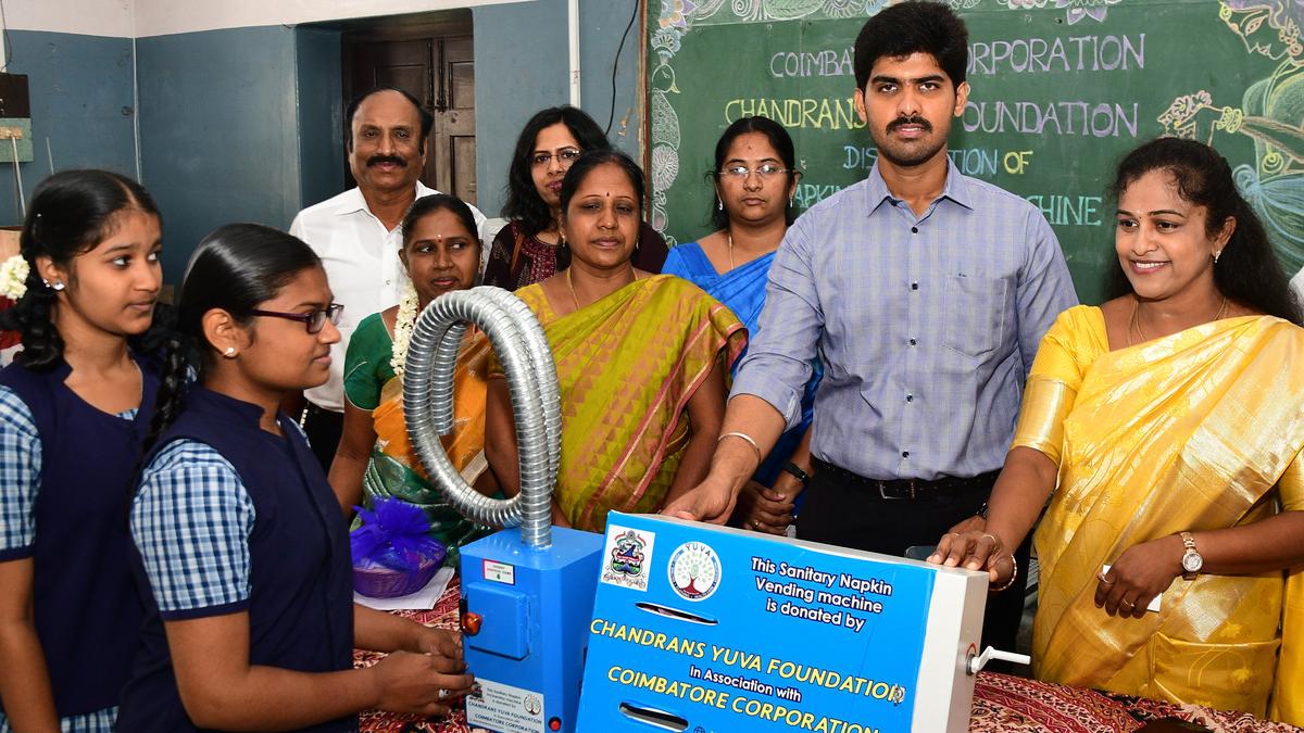 Coimbatore Corporation distributes sanitary napkin vending machines to