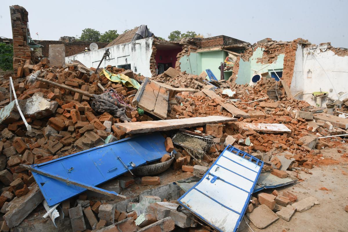 A house in Dimani, Morena district, that was demolished days ahead of the Assembly poll in November 2023 after its residents were named in a murder case.