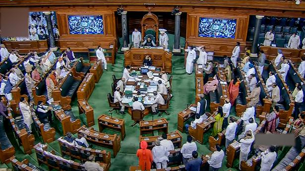 Parliament Monsoon Session live updates | Lok Sabha, Rajya Sabha adjourned till 12 p.m. amidst Opposition protests