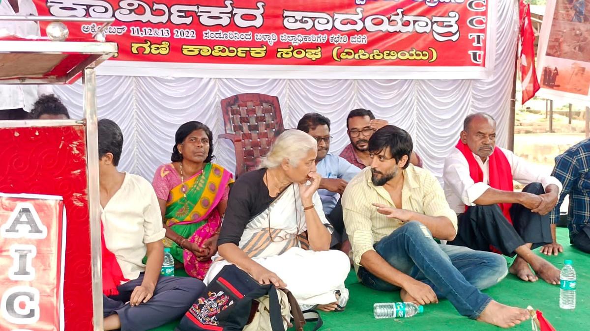 Padayatra by mine workers flagged off in Sandur